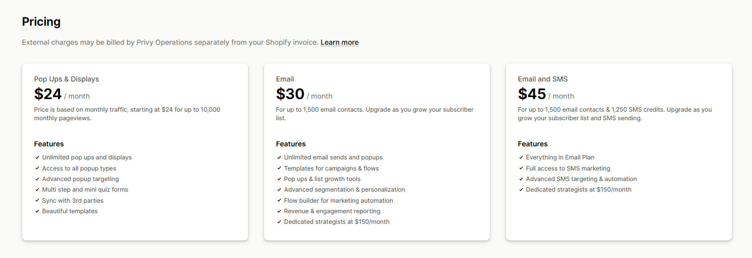 Privy Email Sms Pricing